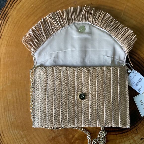 Sol and Mer Natural Straw Envelope Clutch/Shoulder Bag with Removable St… - Picture 8 of 9